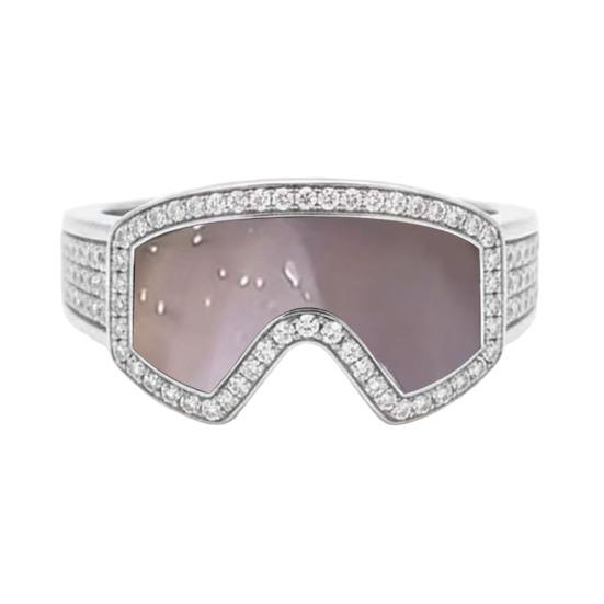 Skibrillenförmiger Verstellbarer Ring 3D Wintersport Fingerring Wintermantel Schmuck Accessoire Ski-Enthusiasten Geschenk