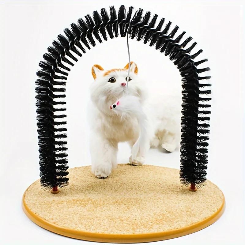 Cat Arch Self Grooming and Massage Toy Hair Brush Cat Scratching Toy for Cats Kittens Interactive Toys