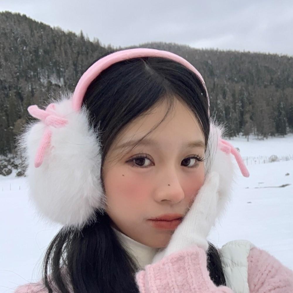 Windproof Bowknot Plushes Earmuffs Thicken Cute Ear Cover Comfortable Cold-proof Ear Mask Riding