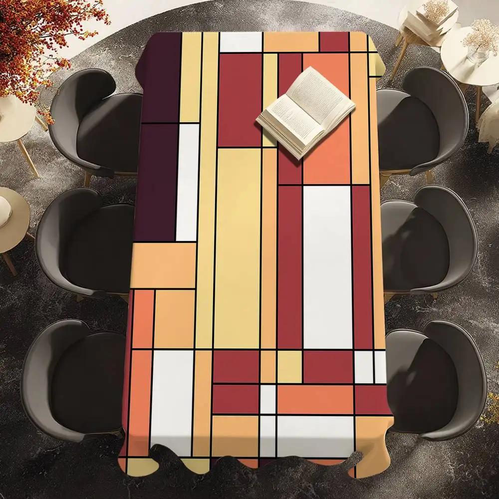 Fancy Style Studio Unisex P-Piet Mondrian Style Table Cloth Waterproof Stain-Proof Polyester Table Cover For Decoration Dining Kitchen Party Tablecloth