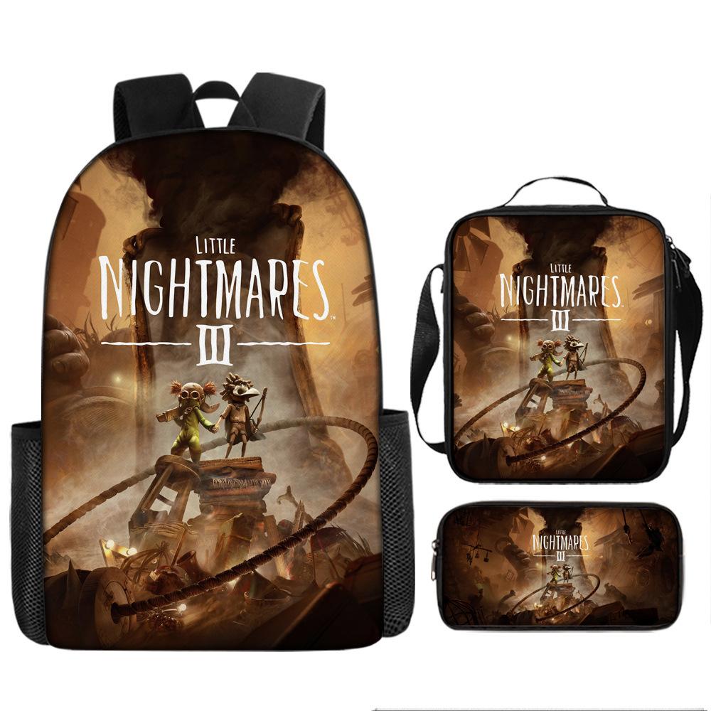 Luxury Popular Novelty Little Nightmares 3D Print 3pcs/Set pupil School Bags Laptop Daypack Backpack Lunch bag Pencil Case