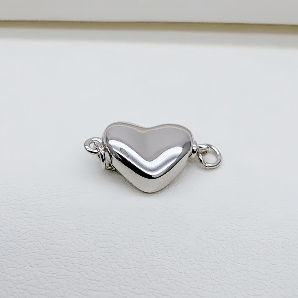 S925 Sterling Silver Heart Clasp Necklace & Bracelet Connector for 8-12mm DIY Pearl Accessories