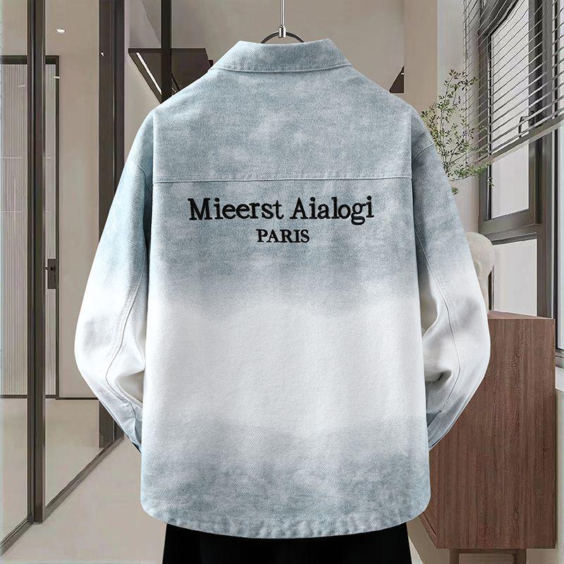 Men's Gradient Denim Jacket - Stylish Spring/Autumn College Style