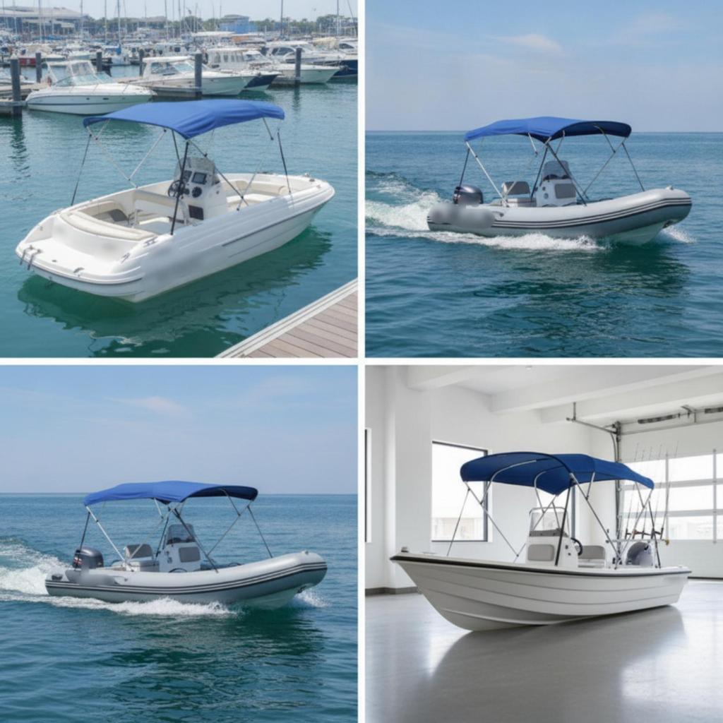 Top with Frame Aluminum-Alloy Marine Foldable Boat Canopy for Boaters, Anglers,