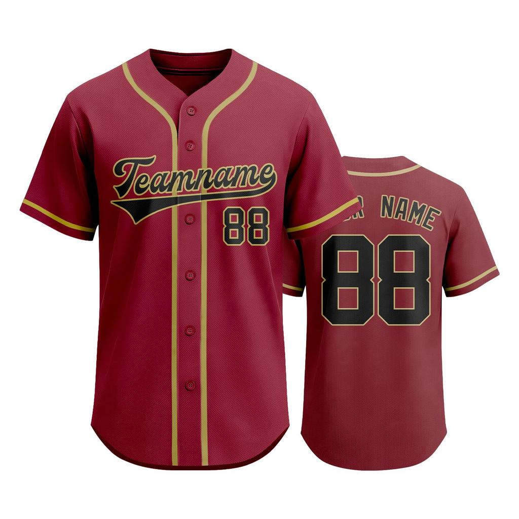 Camiseta de Béisbol Personalizable para Hombre y Mujer Camisa Deportiva con Botones Nombre del Equipo Número Impreso Ropa Deportiva Tejido Ligero Transpirable