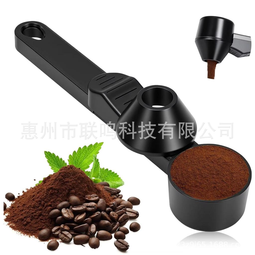 Coffee Scoop & Funnel Protein Powder Measuring Spoon Sliding Holder for Reusable K-Cup Refillable Ground Coffee Pod Kitchen Tool