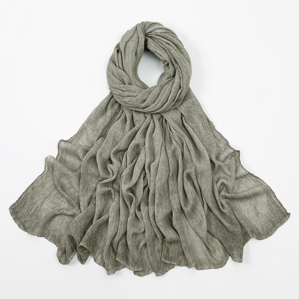 New Muslim Woman Solid Hijabs Scarf Ramadan Soft Rayon Cotton Wrinkle Shawl Islam Turban Ramadan Headband Foulard 180*80Cm