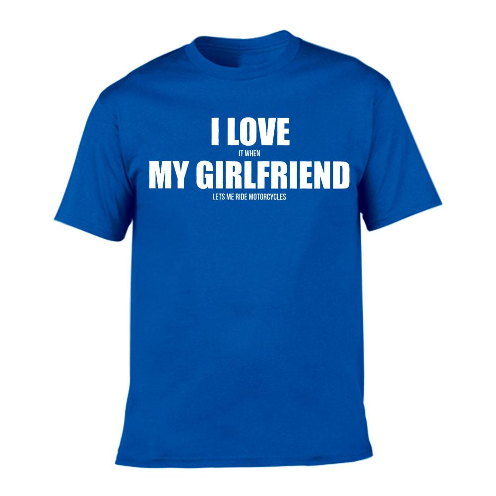I Love My Girlfriend Letters Print Men Black Tees Casual Funny Short Sleeve White Vintage Tee