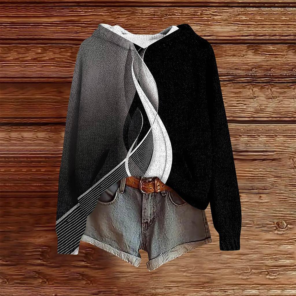 Sweatshirts For Women Knit Sweater Cute Shirt Fall Pullover Hooded Sweatshirt