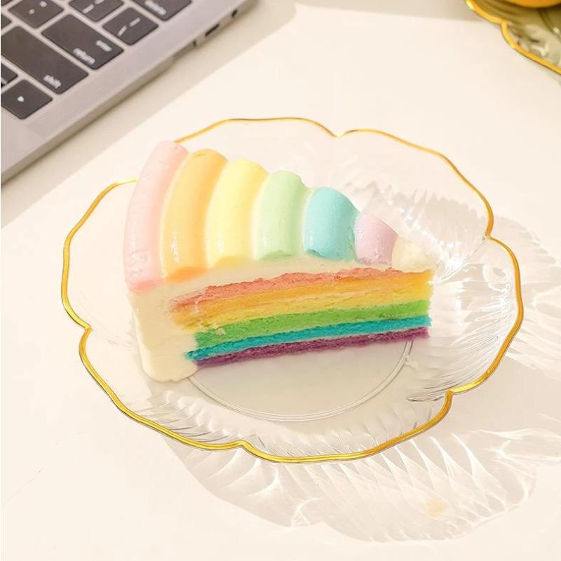 Klare Plastik Dessertteller Goldrand Blumenmuster Für Nachmittagstee Snack Kuchen Täglichen Gebrauch