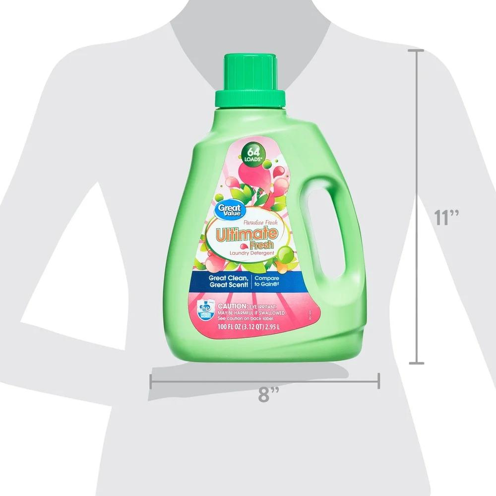 Ultimate Fresh Liquid Laundry Detergent 64 Loads Paradise Fresh Scent HE Compatible Odor Eliminating Brightening Cleans Tough