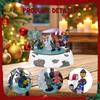 Animated Christmas Village Skating Pond Musical Box for Kids Women Resin Statue Winter Snow