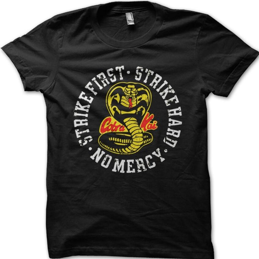 Cobra Kai Karate Kid Strike First Strike Hard no mercy t-shirt 9128 S разноцветный