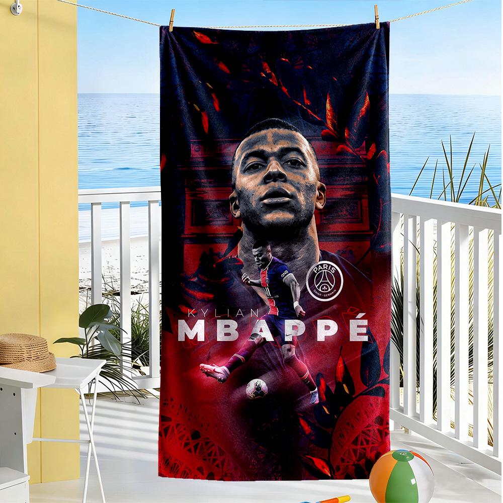 Mbappe Beach Towel High Absorbency & Quick-Dry Comfortable Lightweight Suitable for Sports, Travel, Swimming, Yoga, Bathroom, Beach, And Pool