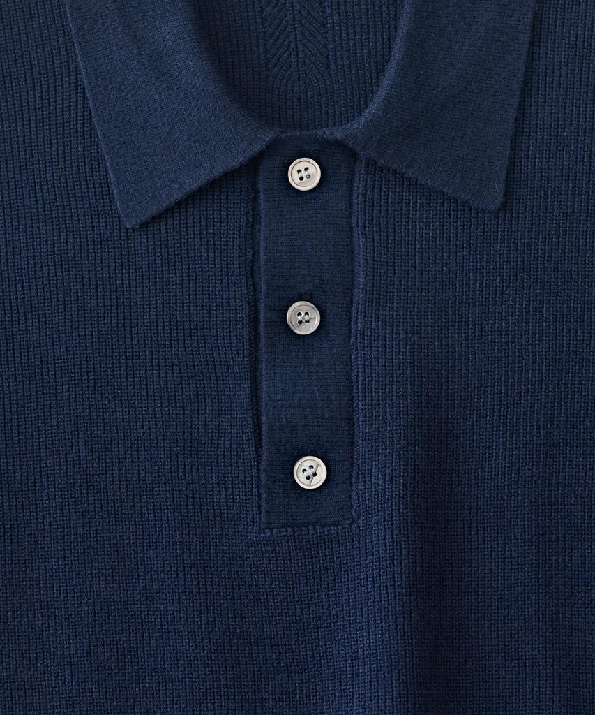 ANALOG MOOD Hachi Button-Up Collar Knit (Navy)