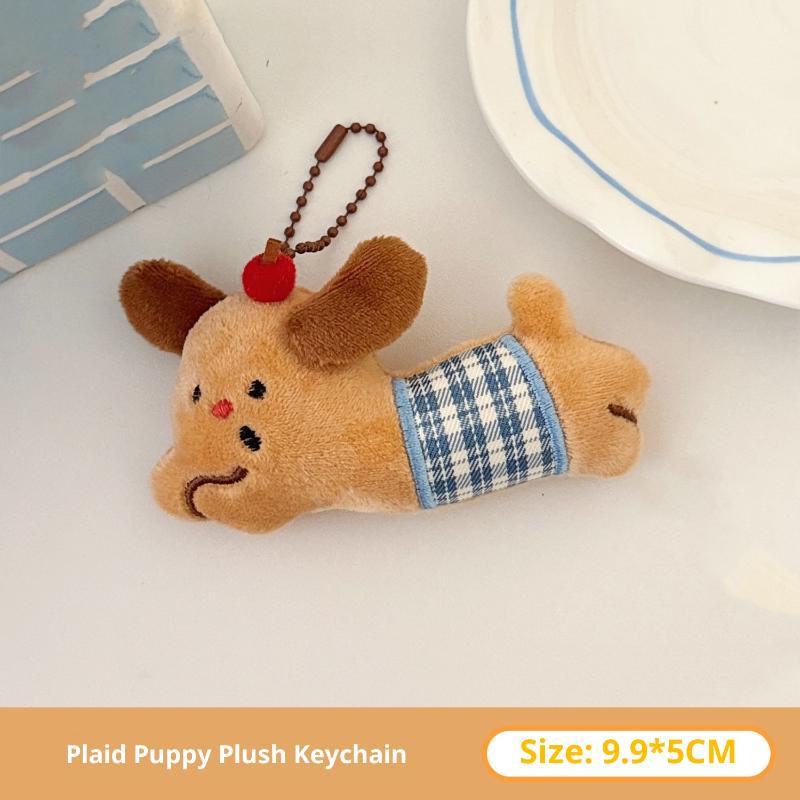 Cute Cartoon Plush Animal Keychains Kawaii Puppies Kittens & Bear Doll Charms Backpack Hanging Pendants Accessory Gifts