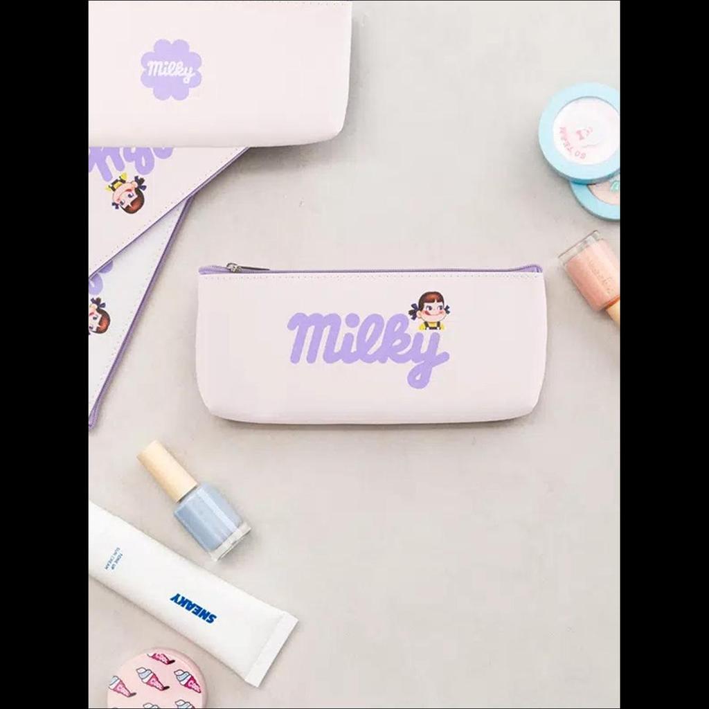 [K-Stationery] Daiso Korea Peko-chan Triangular Pencil Case - Cute Milky Girl School Supplies Organizer