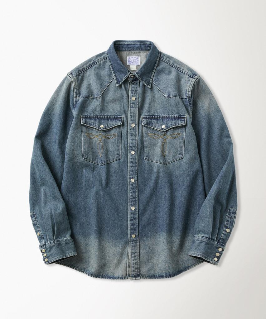 Beulonseun 1950er Jahre Slub-Denim Westernhemd