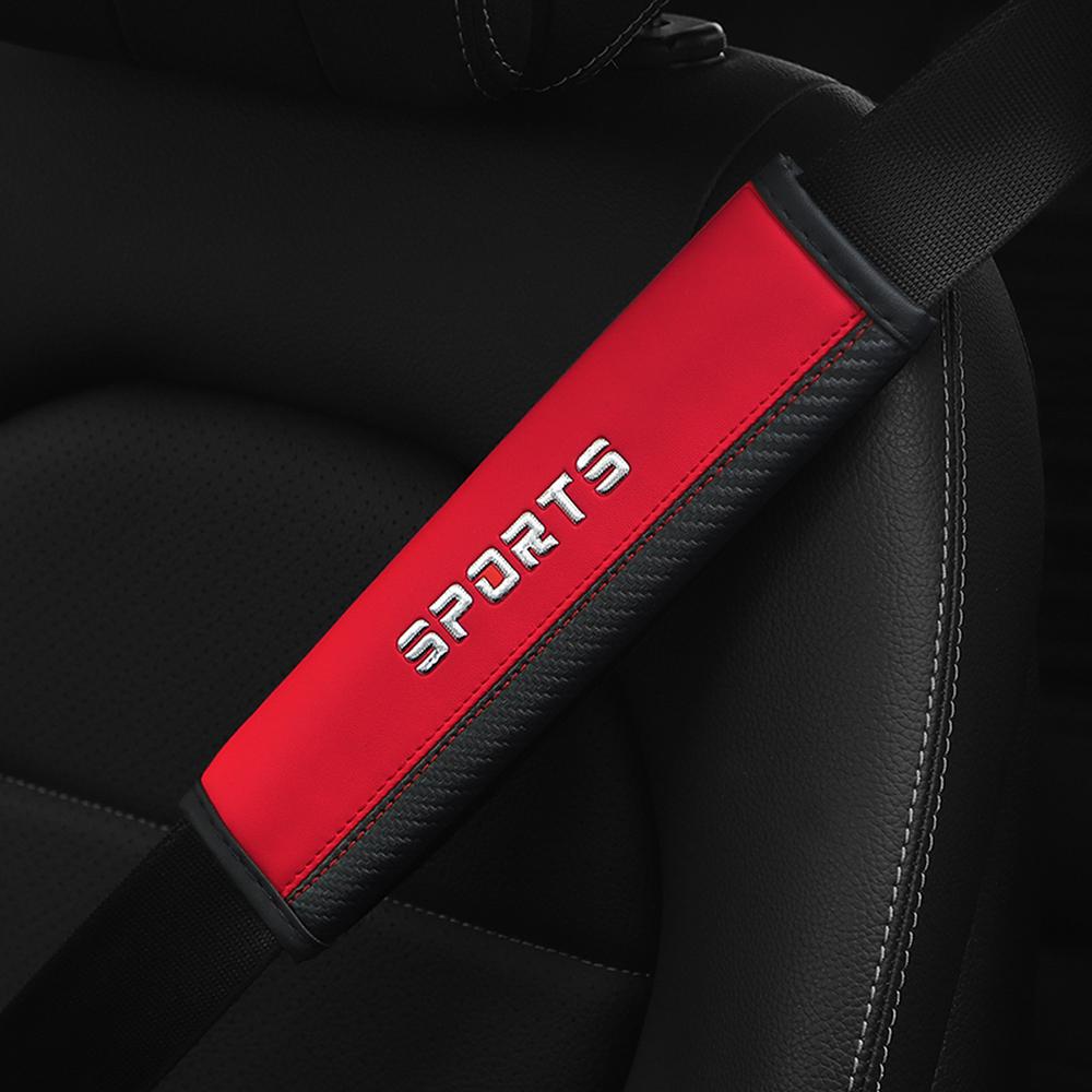 1PC Carbon Fiber Leather SPORTS Car Seat Belt Shoulder Cover Insurance Strap Cover Automotive Supplies to Prevent Tightening