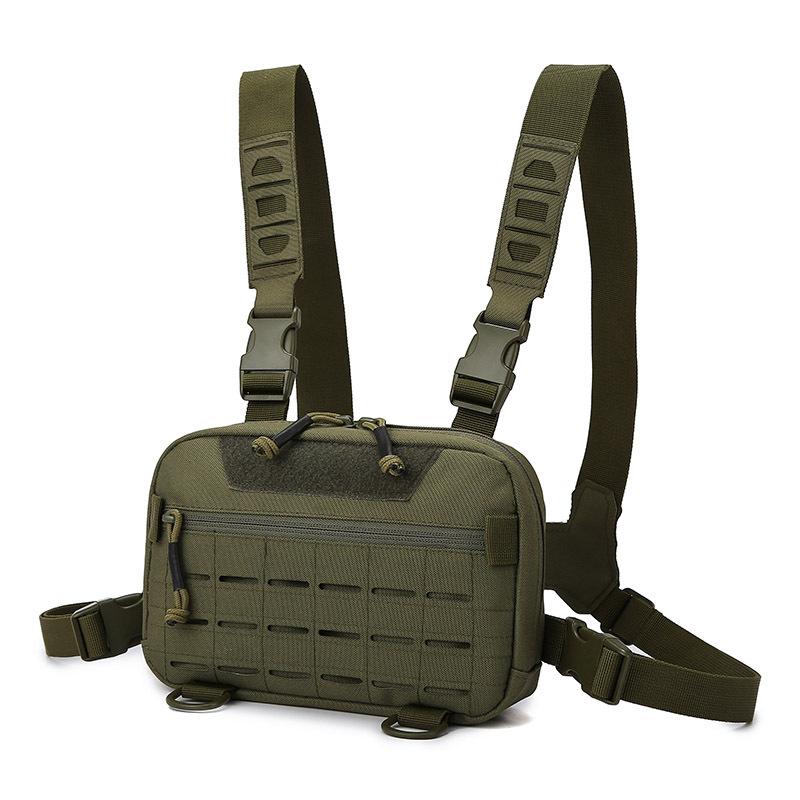 Sac de poitrine Molle pour hommes Gilet de sport d'extérieur pour voyage Randonnée Trekking Sac à dos de chasse Sacs de pêche pour cyclisme Pochette avant Rig Other vert