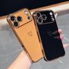 Luxury Plating Love Heart Phone Case For Apple iPhone 17 16 15 14 Plus 13 12 Mini Pro Max Air With Camera Lens Proteciton Cover