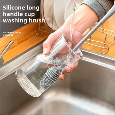 Silicone Baby Bottle Brush with Long Handle for Effective Cleaning Household Kitchen Glass Cup Water Bottle Cleaning Supplies