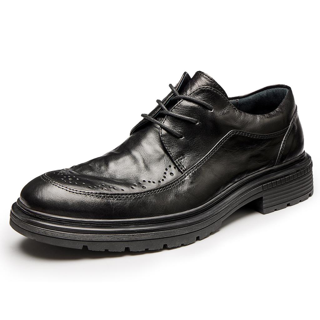 Scarpe in Pelle da Uomo Scarpe Business Casual in Pelle Scarpe con Lacci Punta Tonda Scarpe alla Moda con Fondo Alto Scarpe Versatili Traspiranti in Pelle Morbida Scarpe di Tendenza