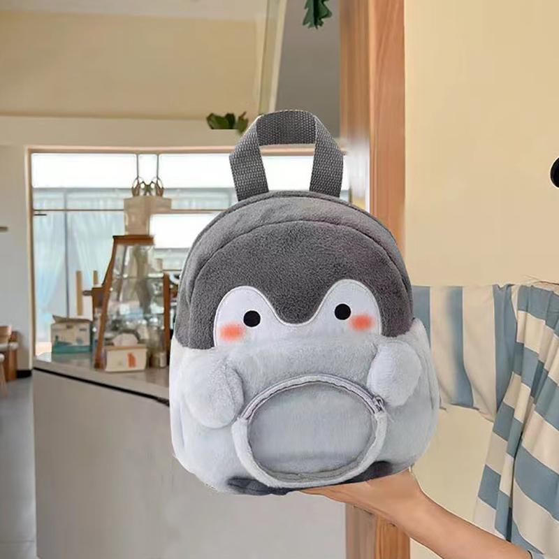 Geantă din catifea pentru femei Rucsac cu desene animate cu pinguini Geantă pentru păpuși de pluș Mini geantă de cărți drăguță Geantă ocazională versatilă Cadou Mini pinguini