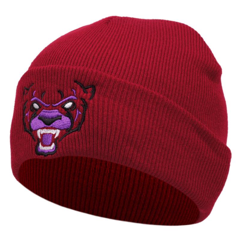 

Вязаные шапки, мужские и женские зимние теплые и холодные шапки, универсальные шерстяные шапки, осенне-зимняя мода Adjustable бордовый