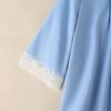ZANZEA Women Casual Stand Color Lace Splice 3/4 Sleeve Loose Blouse
