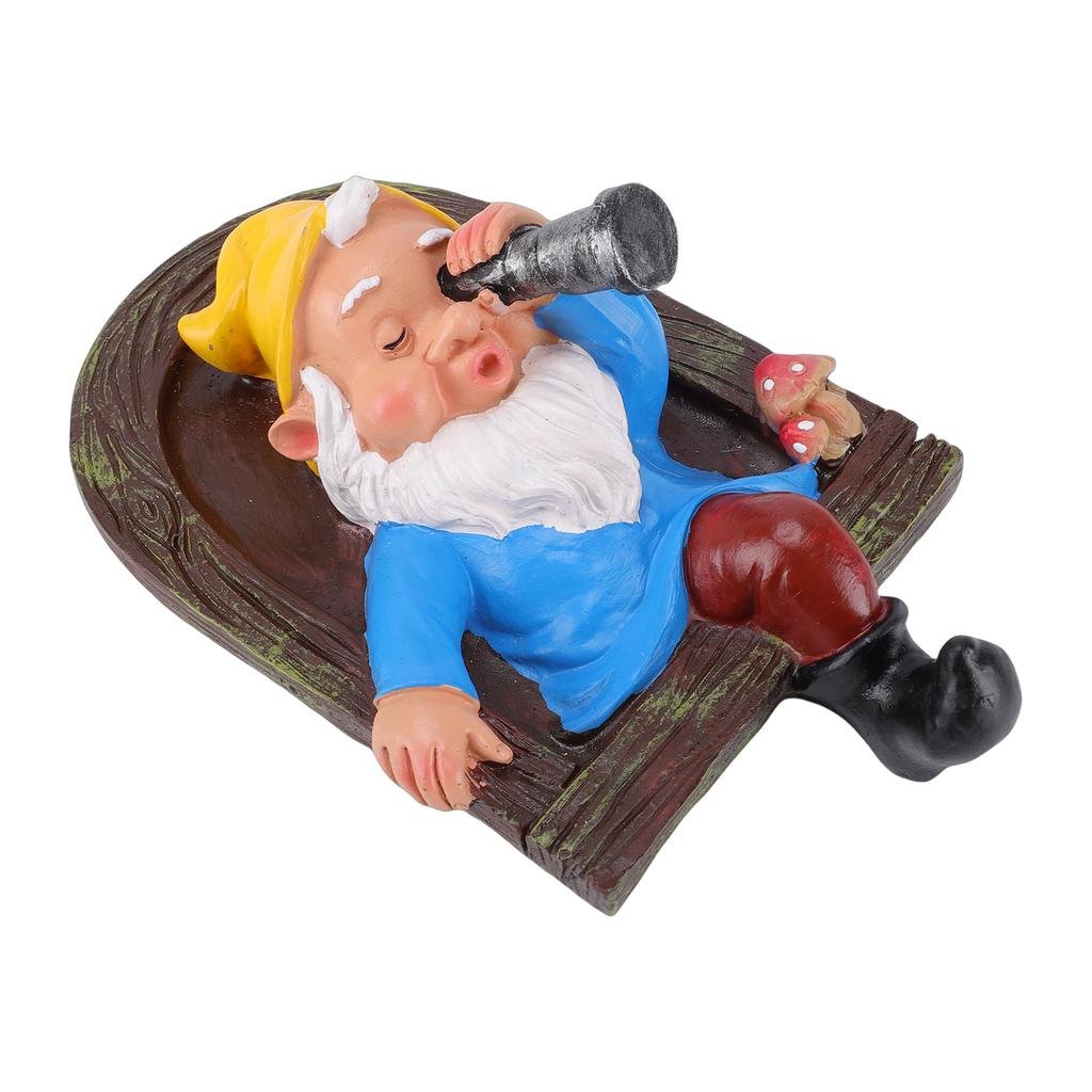 Elf Out The Door Gnome Tree Statue Resin Gnome Holding Monocular Hanging Tree Sculpture for Garden Patio Yard Lawn Decor