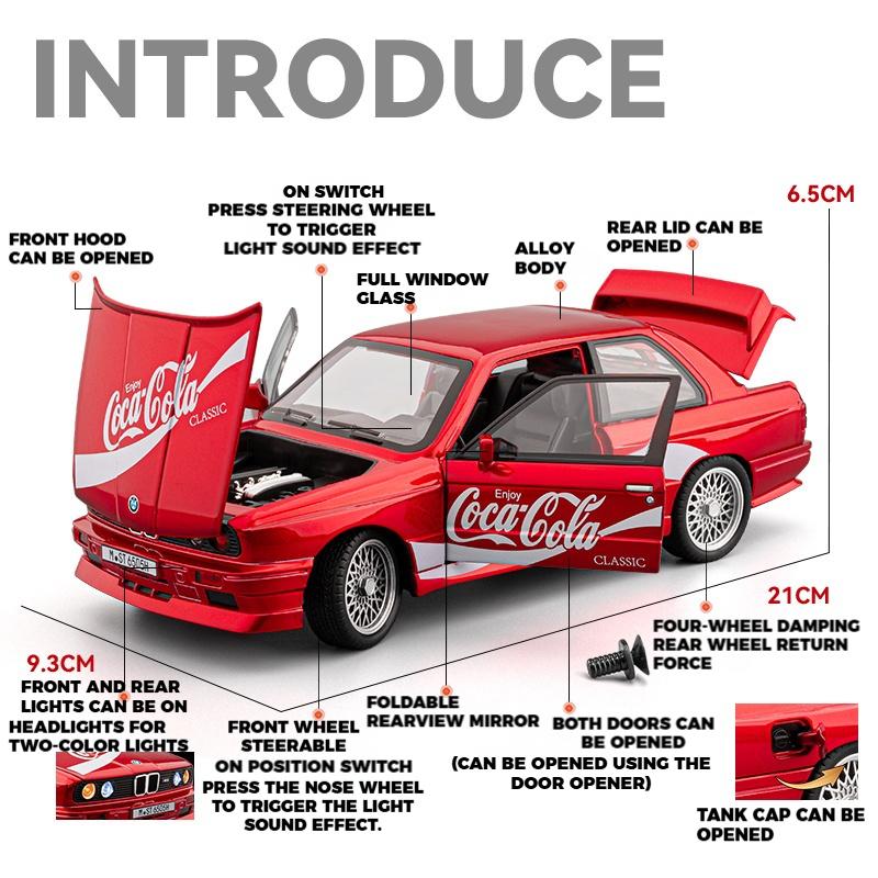 1/24 BMW M3 Coca Cola Supercoche Modelo Fundición Aleación Coche Coleccionables Hobby Miniauto Vehículo Alta Simulación Adorno Cumpleaños Niño