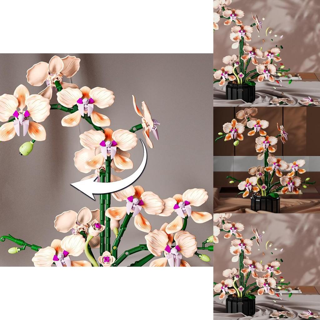 Building Blocks Artificial Orchid Flower Bouquet With Diy Assembly For Home Decor