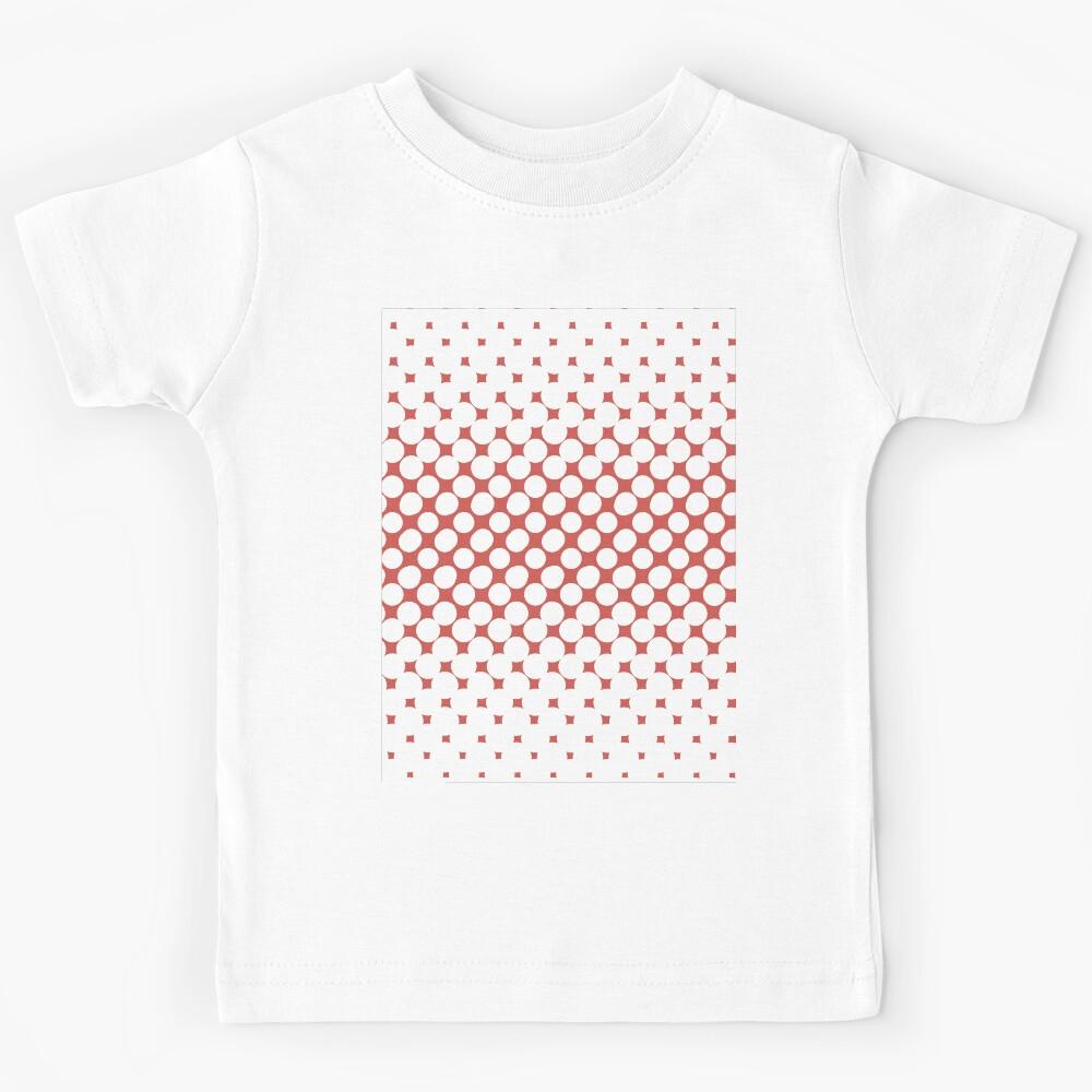 Red-Orange White Halftone Abstract Polka Dot Pattern Pairs 2023 COTY Raspberry Blush 2008-30 Kids T-Shirt 150