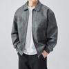 PU Leather American Retro Jacket for Men In Autumn and Winter New Cotton Thickened Lapel Casual Versatile Jacket