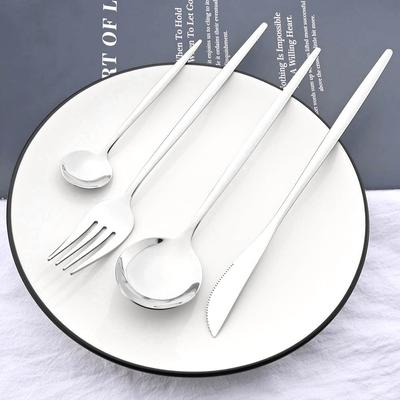 Ensemble de couverts en acier inoxydable argenté Couteau de table occidental Fourchette Cuillère à soupe Dessert Glace Baguettes Ensemble complet d'argenterie Vaisselle