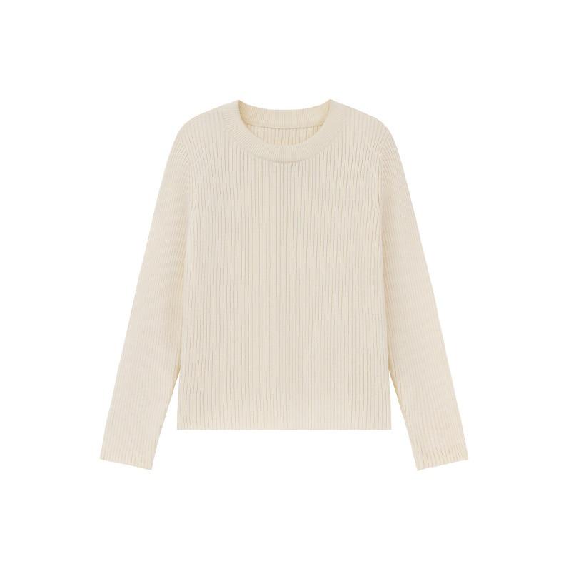Kids Solid Color Crew Neck Long Sleeve Knit Pullover Sweater Casual Bottoming Top