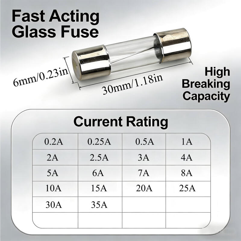 Car Fast-Blow Glass Tube Fuses 0.1A~35A Quick Blow Car Glass Tube Fuses Assorted Kit for Car Light Inflator