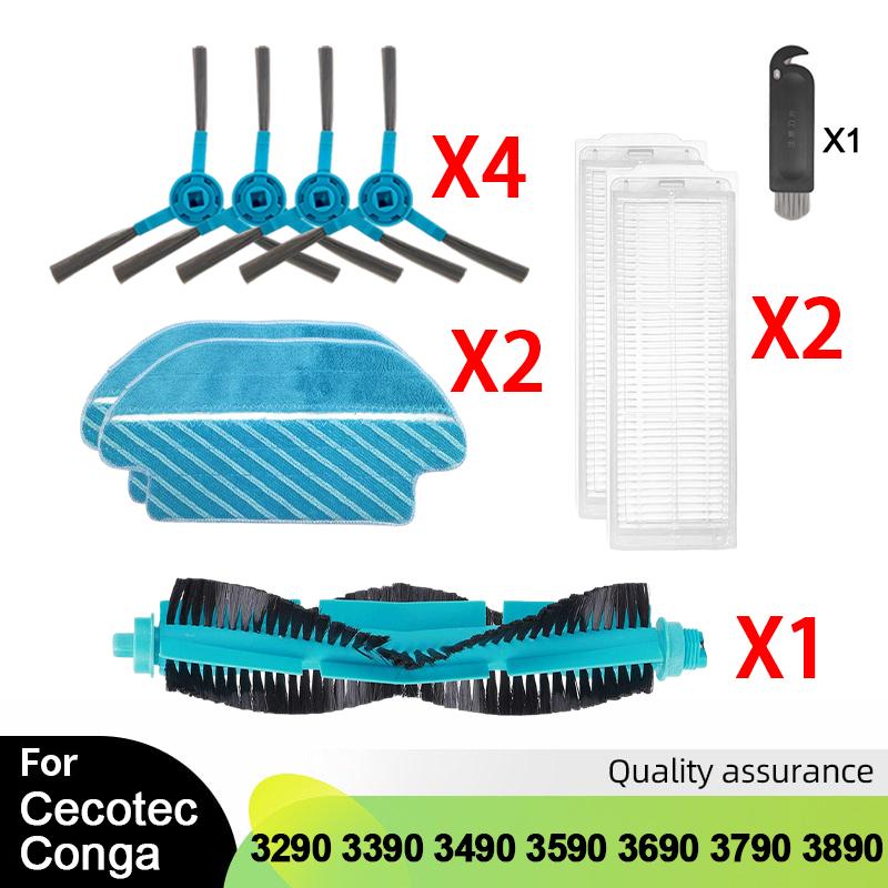 For Cecotec Conga 3290 3390 3490 3590 3690 3790 3890 Ultra Titanium Vacuum Cleaner Parts Main Side Brush HEPA Filter Mop Rag