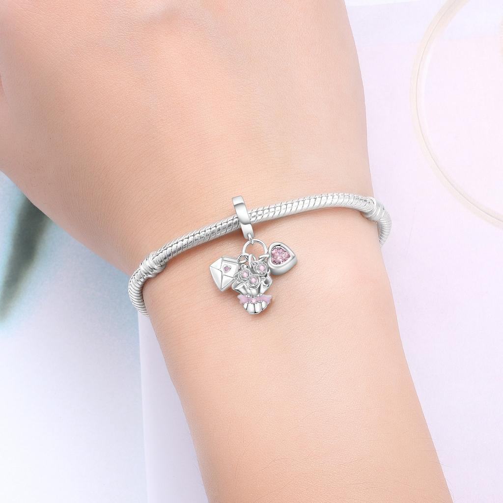 Copper Pink Love Confession Pendant Charms Beads Fit Bracelets Diy Party Trendy Gifts Jewelry Accessory