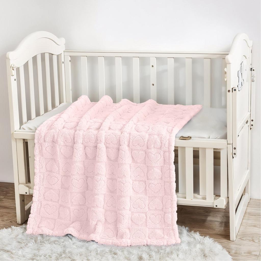 Baby Plush Blanket Square Love Children's Blanket Soft Plush Blanket Solid Color Baby Blanket