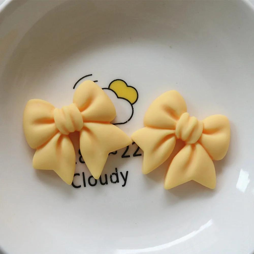 10PCS Cartoon Colorful Bow Resin Decoration Crafts Flatback Cabochon Scrapbooking Fit Phone Decor Embellishments DIY Accessories