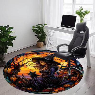 1pc Halloween Witch Chair Carpet for Office Non-Slip, Machine Washable Rug for Office, Room - Holiday Decor, Machine Made Yy251016159