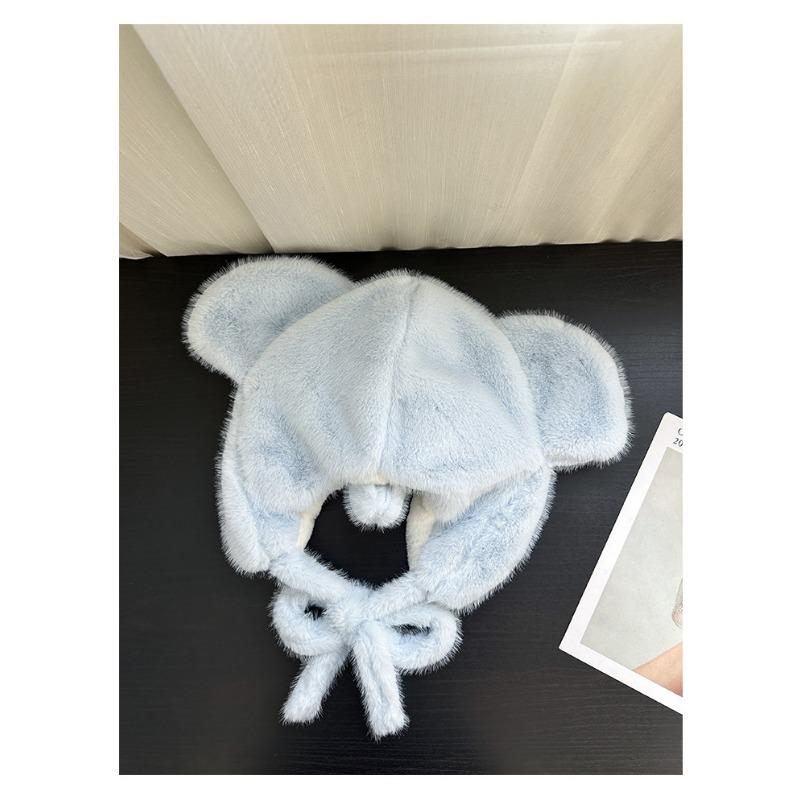 Damen S Koala Plüsch Ohrenklappen Wintermütze Warm Verdickt Für Große Köpfe