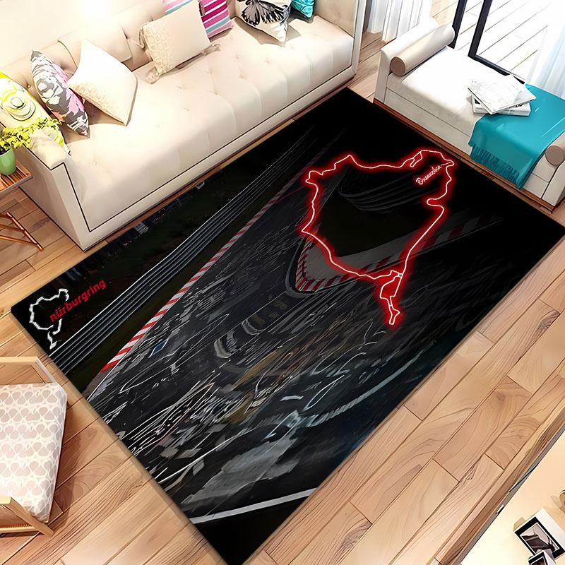 Nürburgring F1 Internationale Strecke Bereichsteppich, Teppich für Wohnzimmer Schlafzimmer Sofa Fußmatte Dekor, Kinderspiel Rutschfeste Bodenmatte Alfombra