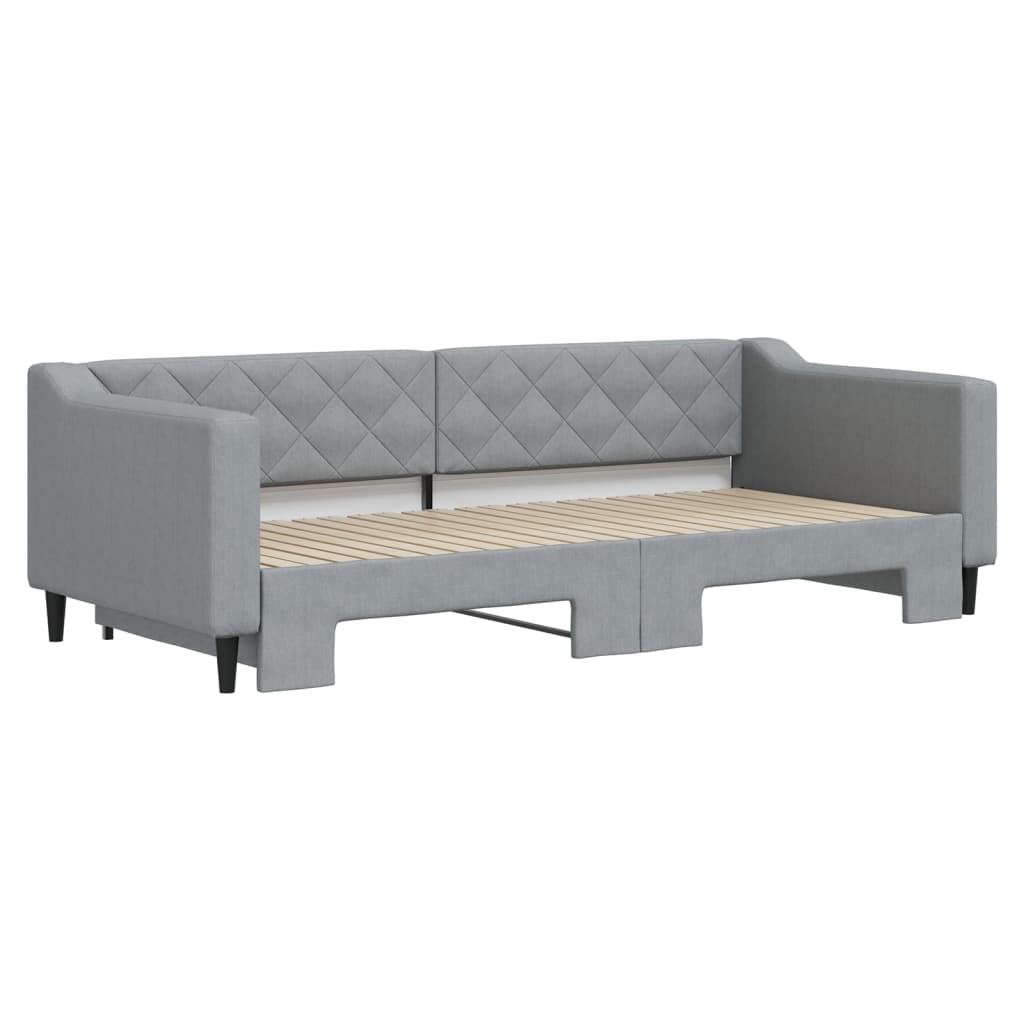 2 in 1 Pull Out Daybed Light Grey 90 x 200 cm Fabric