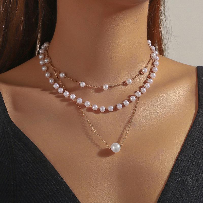 European-American Cross-Border Luxury Pearl Multi-layer Necklace for Women золотой