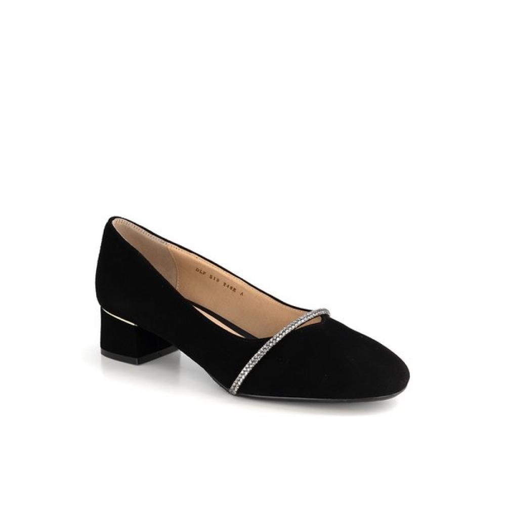 Женские туфли Daks 4 см Туфли-лодочки со стразами на ремешке Dlf518da10 225/Black suede (DA10)