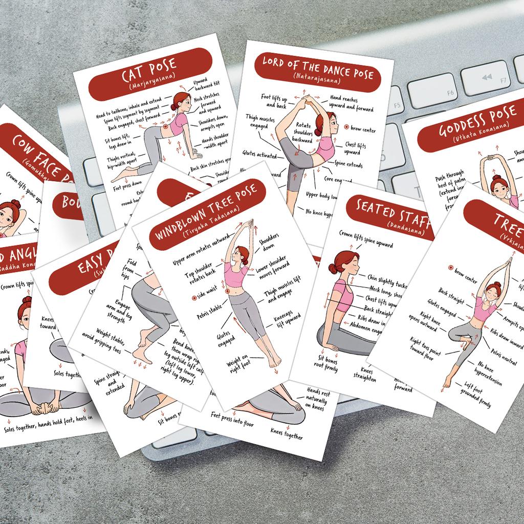Yoga Poses Guide Flashcards 40Pcs, Step-by-Step Detailed Movement Instruction Cards, Multipurpose Yoga Training Accessory
