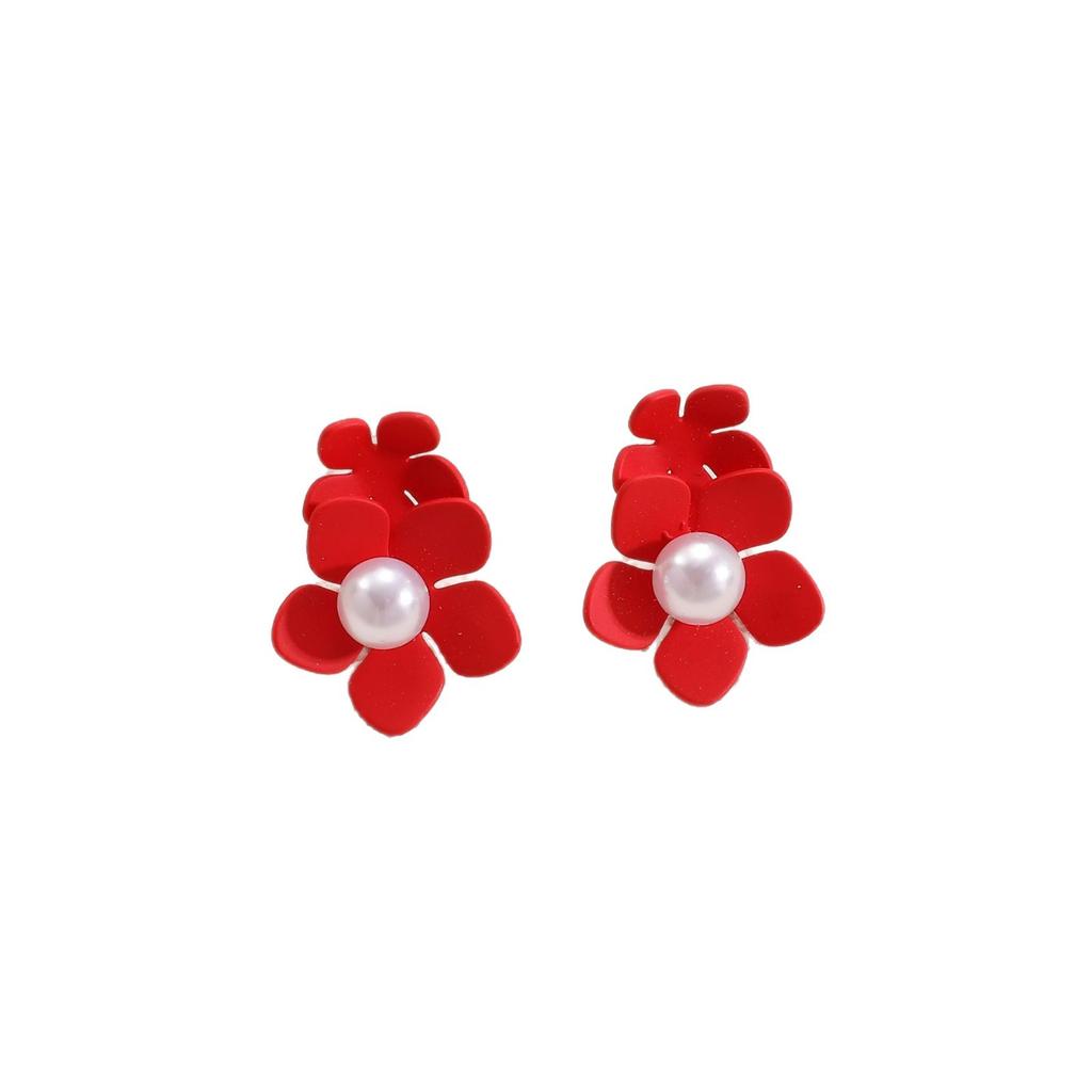 European and American Metal Flower Earrings Fashion Personality Simple Temperament Flower Stud Earrings Ethnic Style Versatile Earrings